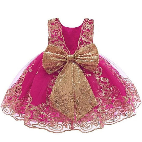 NWT Beautiful Sparkling Sequin Bow Baby Dress Christmas Flower Girl Page… - Picture 2 of 16